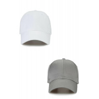Unisex Ayarlanabilir Spor Kep Hat Şapka 2'li Beyaz-Gri