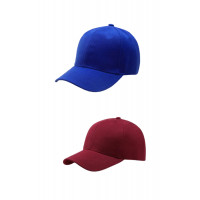 Unisex Ayarlanabilir Spor Kep Hat Şapka 2'li Mavi-Bordo
