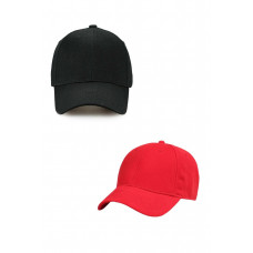 Unisex Ayarlanabilir Spor Kep Hat Şapka 2'li Siyah-Kırmızı